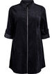 Velvet dress with zipper and 3/4 sleeves, Black, Packshot image number 0