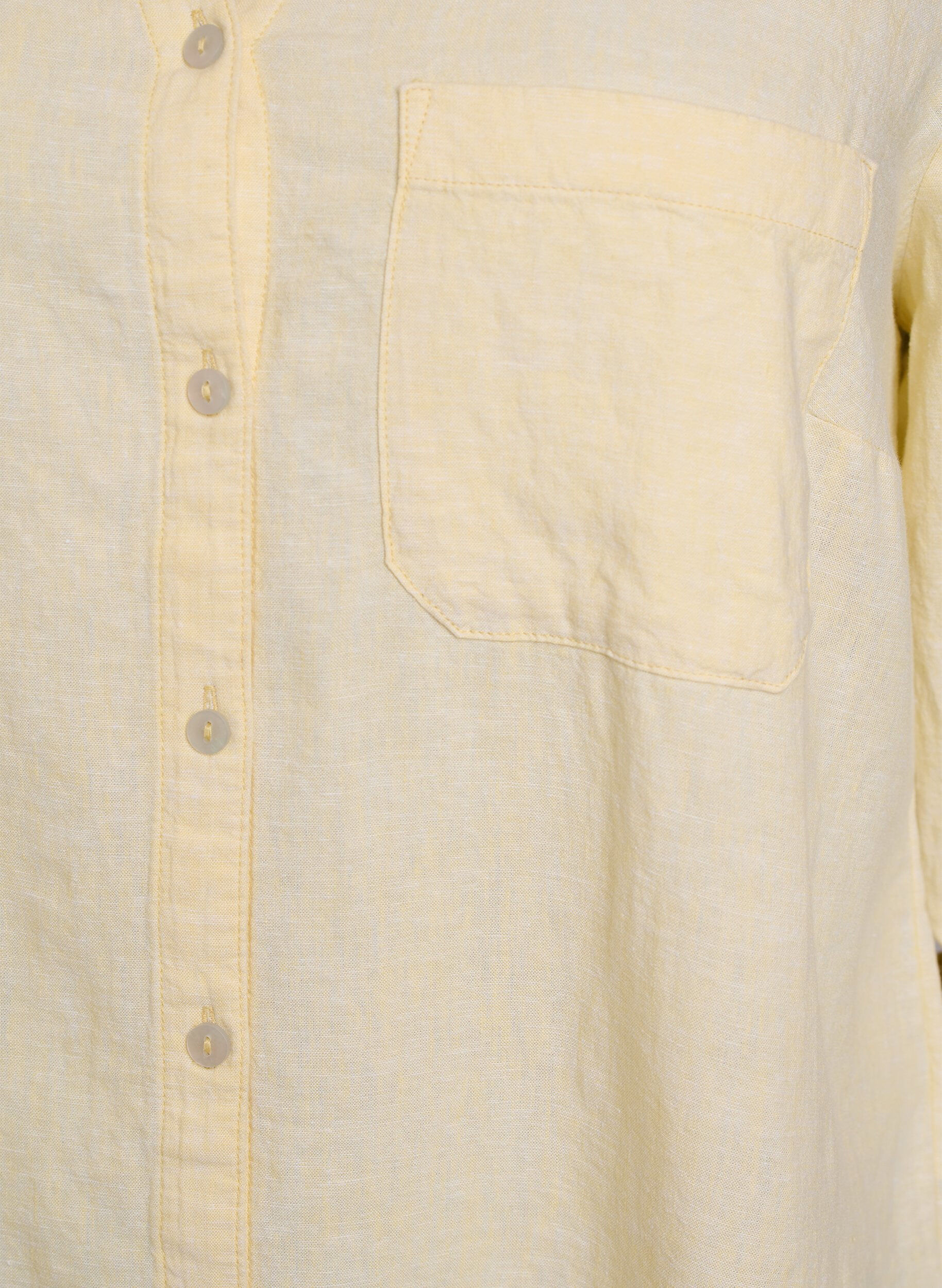 Zizzifashion Shirt in linen and viscose with 3/4 sleeves, Yellow, Packshot image number 2