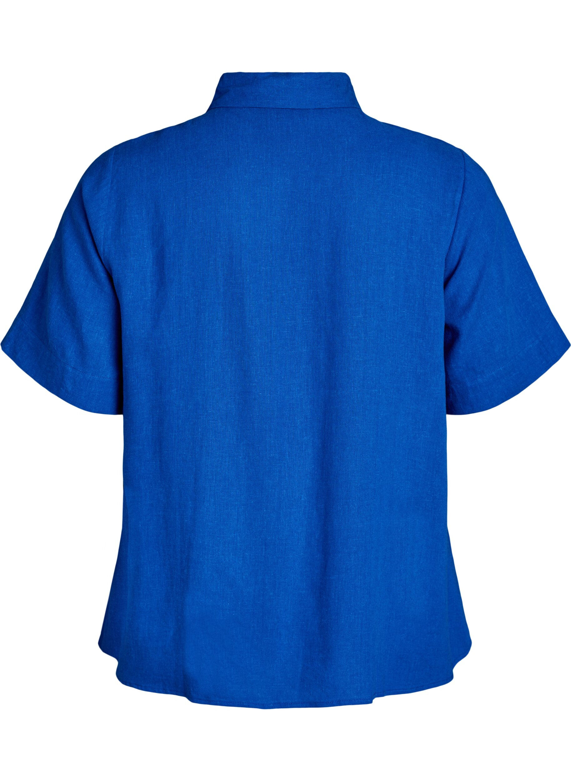 Zizzifashion Short-sleeved shirt in linen and viscose, Blue, Packshot image number 1