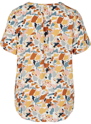 Printed blouse with short sleeves, Multicolor AOP, Packshot image number 1