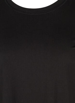 Short-sleeved cotton dress with pockets, Solid Black, Packshot image number 2