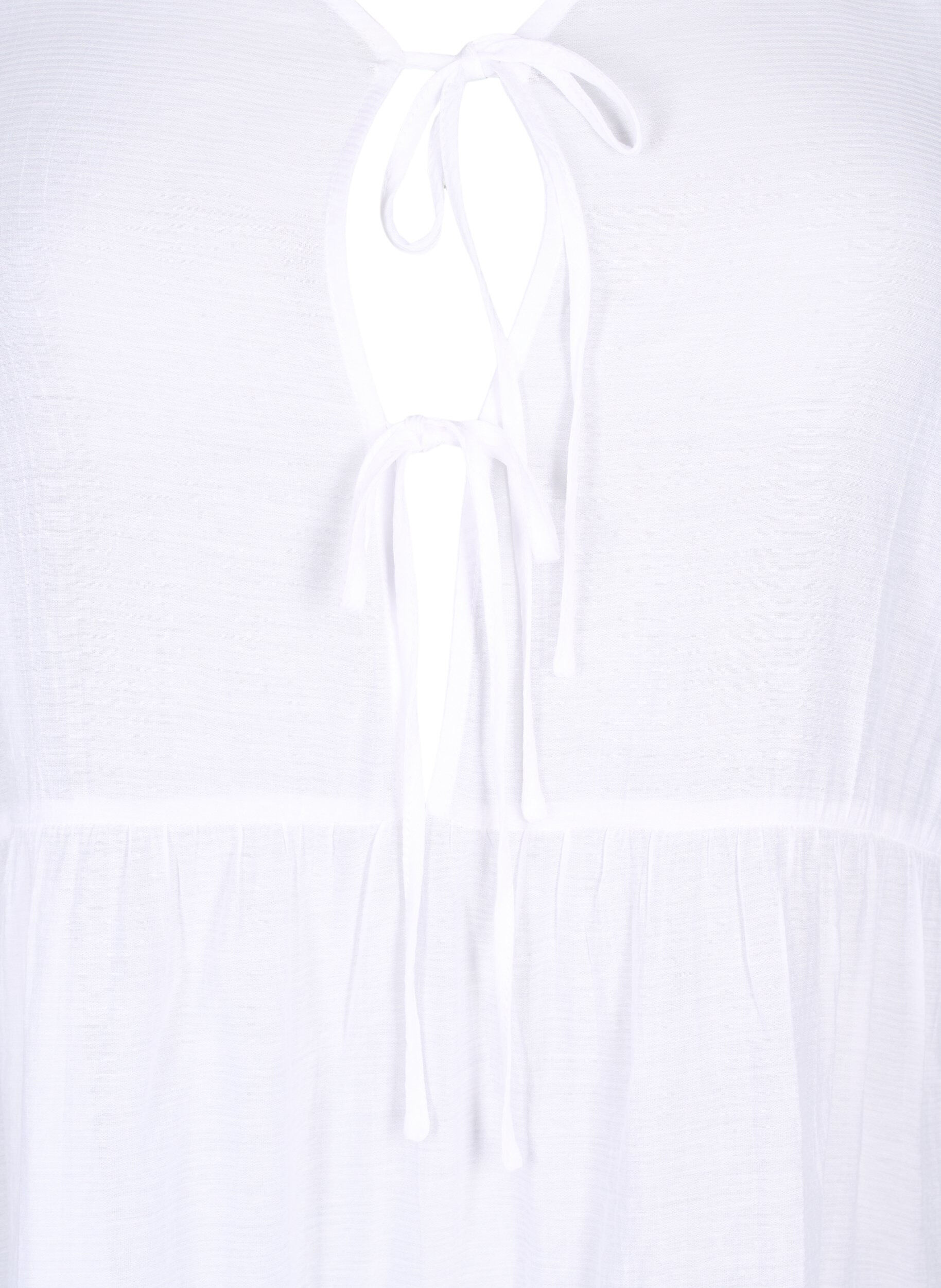 Zizzifashion A-line viscose tunic with lace-up detail, White, Packshot image number 2