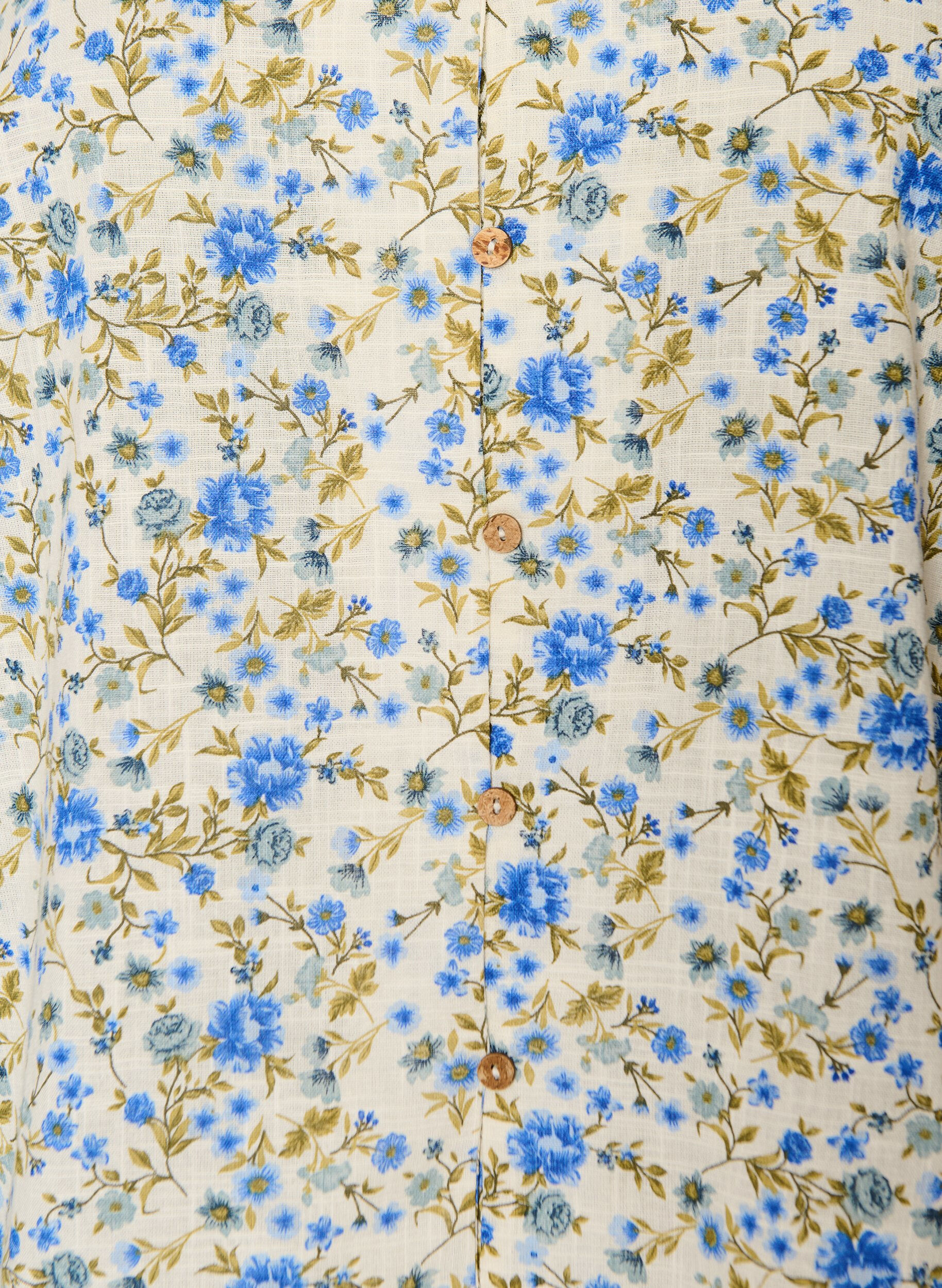 Zizzifashion Short-sleeved cotton shirt with a V-neck, Blue, Packshot image number 2