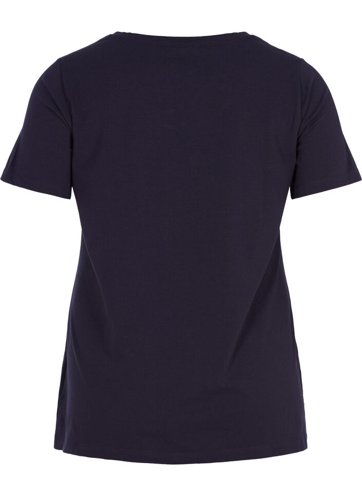 Solid-coloured basic cotton T-shirt, Blue, Packshot image number 1