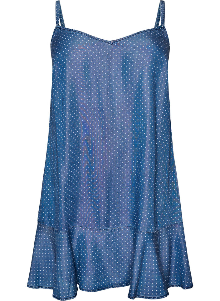 Knee-length strap dress in TENCEL&trade; Lyocell with a denim look, Blue, Packshot image number 0