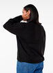 Knitted cardigan with a silver bow, Black, Model image number 1