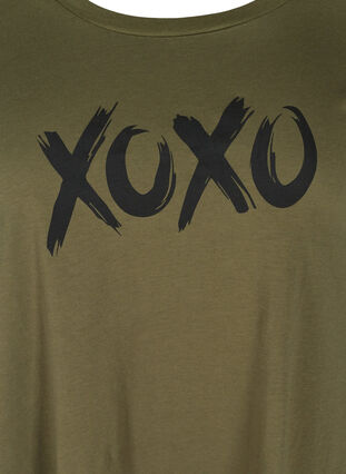 Short-sleeved cotton t-shirt with a-line, Ivy Green XOXO, Packshot image number 2