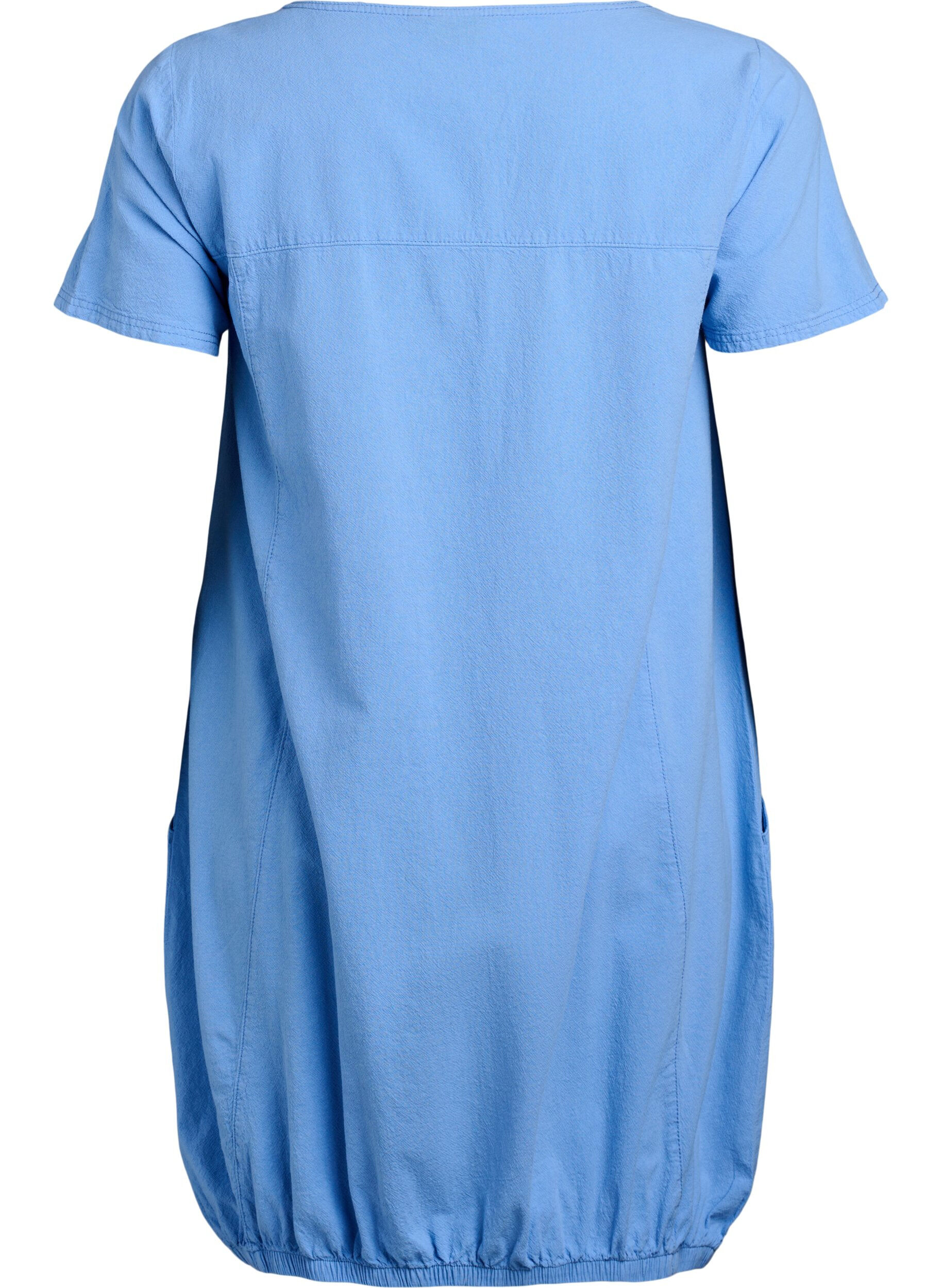 ZizzifashionShort sleeve cotton dress, Light Blue, Packshot image number 1
