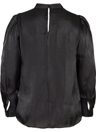 Long-sleeved shiny blouse, Black, Packshot image number 1