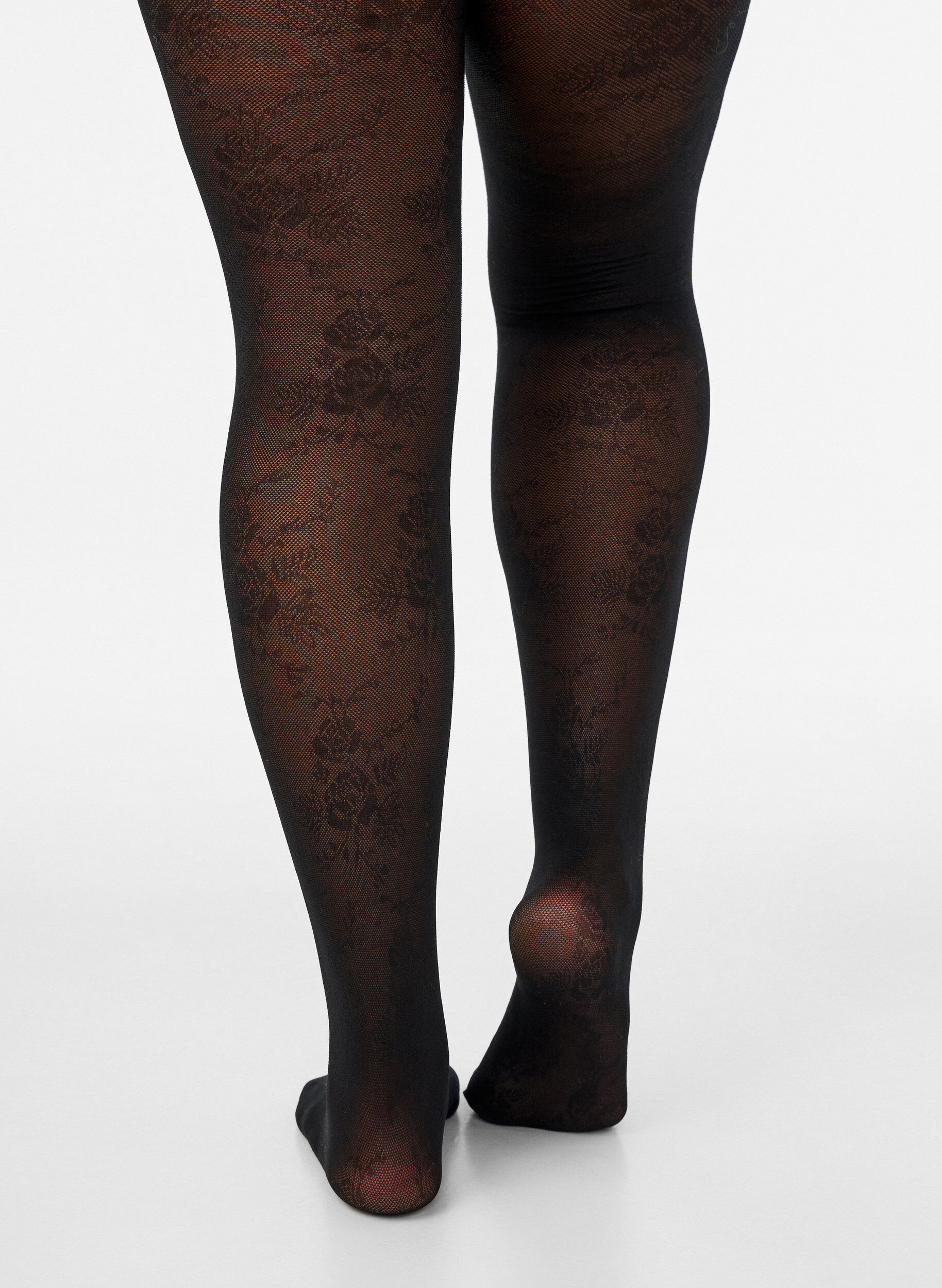 Zizzifashion50 denier tights with a floral pattern, Black, Model image number 3