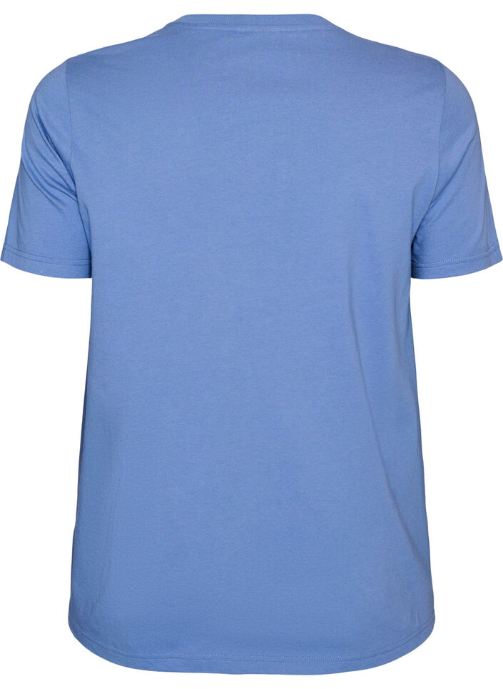 Organic cotton T-shirt with front print, Blue, Packshot image number 1