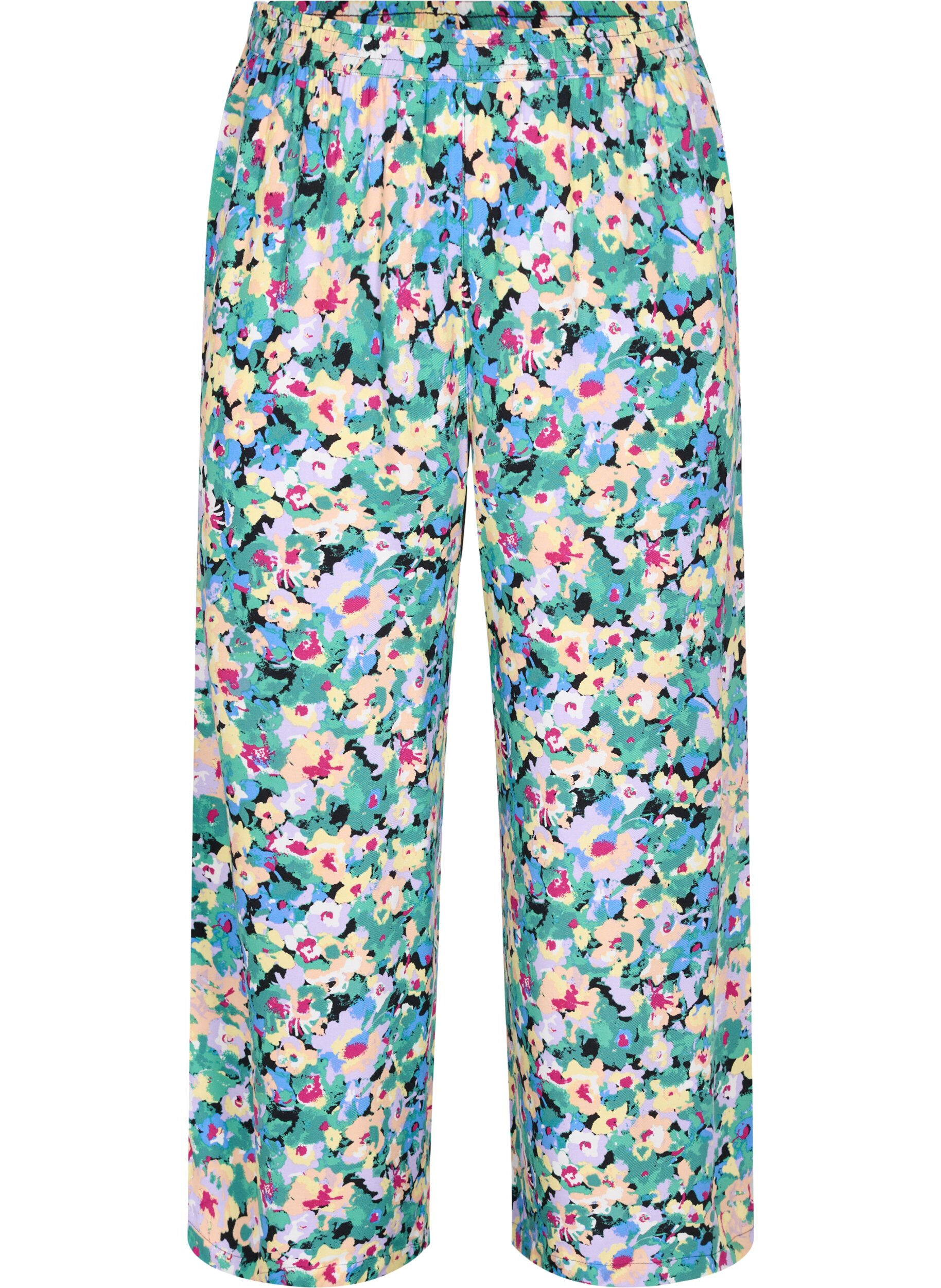 Zizzifashion Loose printed viscose trousers, Multi AOP, Packshot image number 0