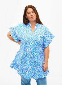 Floral cotton tunic in cotton, Marina Flower AOP, Model