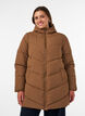 Mid-length puffer jacket with hood, Brown, Model image number 0