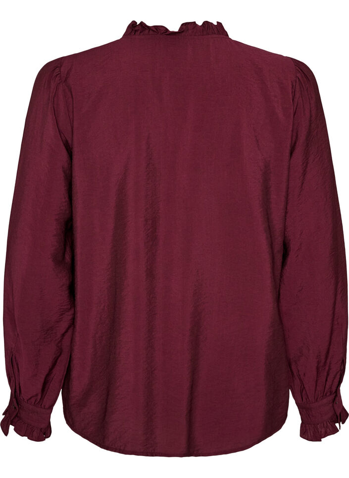 Shirt blouse with embroidered floral appliqu&eacute;s, Red, Packshot image number 1