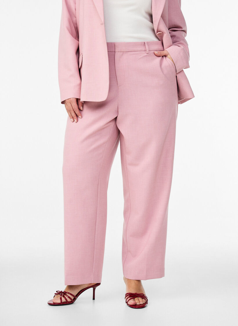 Tailored trousers with a high waist and straight fit, Rose, Model