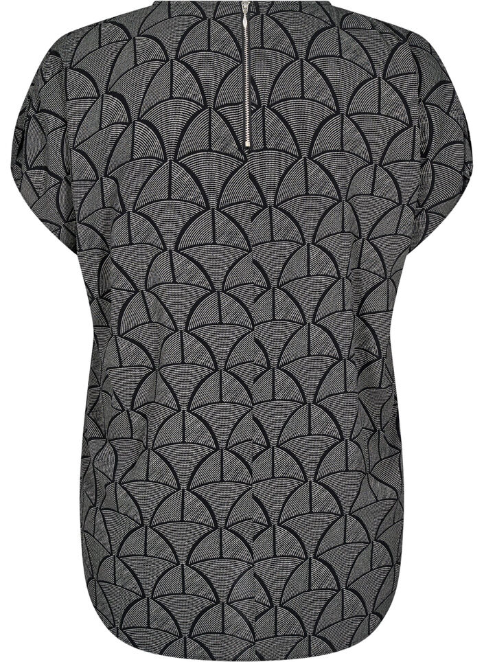 Short-sleeved blouse with print, Black Grey Graphic , Packshot image number 1