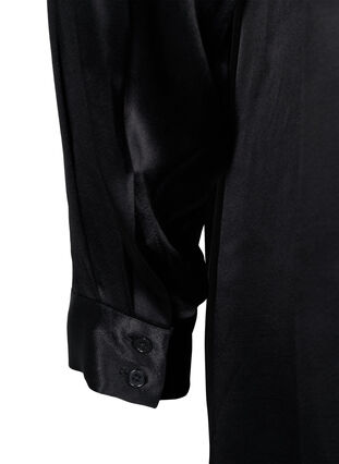 Long shiny shirt with slit, Black, Packshot image number 3