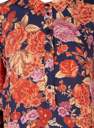 Long floral shirt of viscose, Vintage AOP, Packshot image number 2