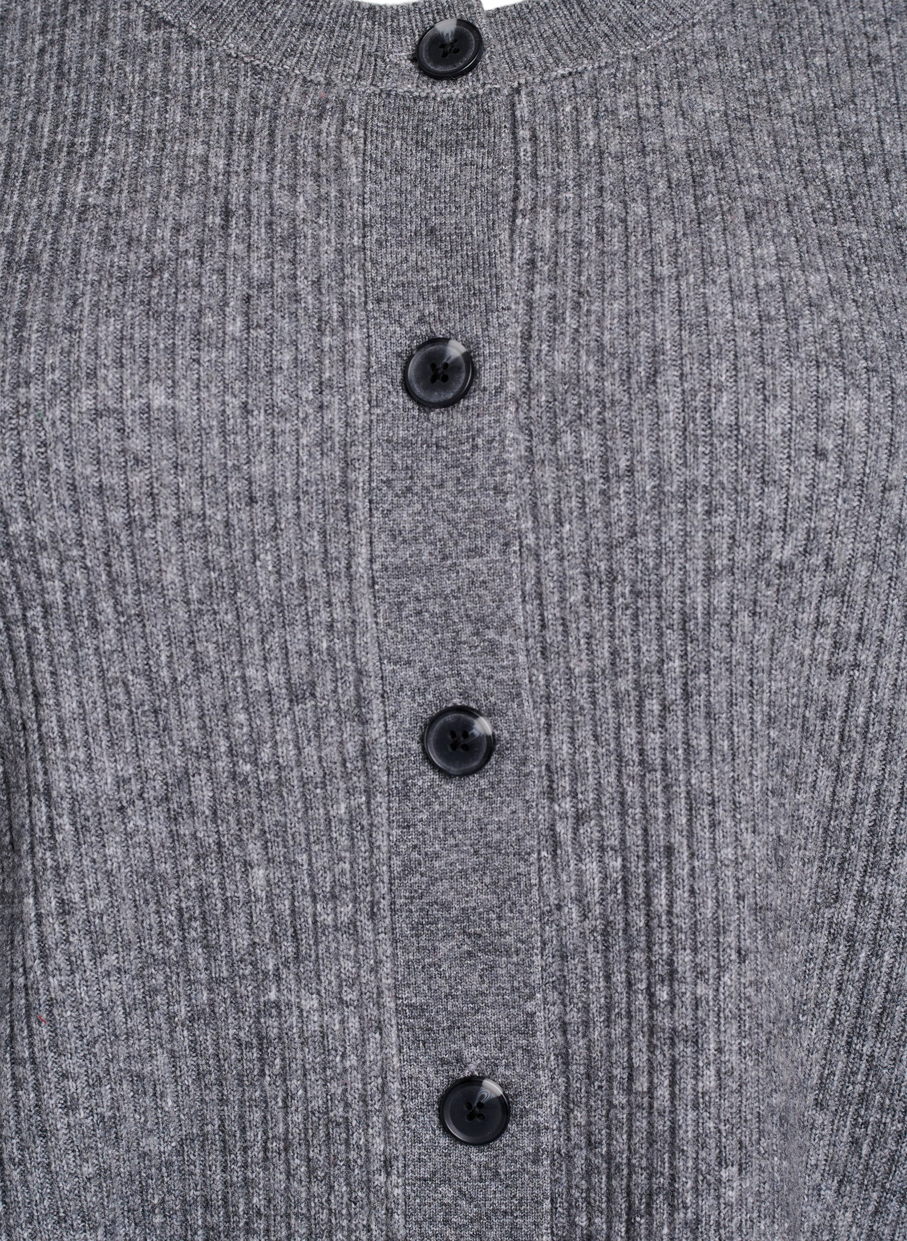 Zizzifashion Ribbed cardigan with buttons, Grey, Packshot image number 2