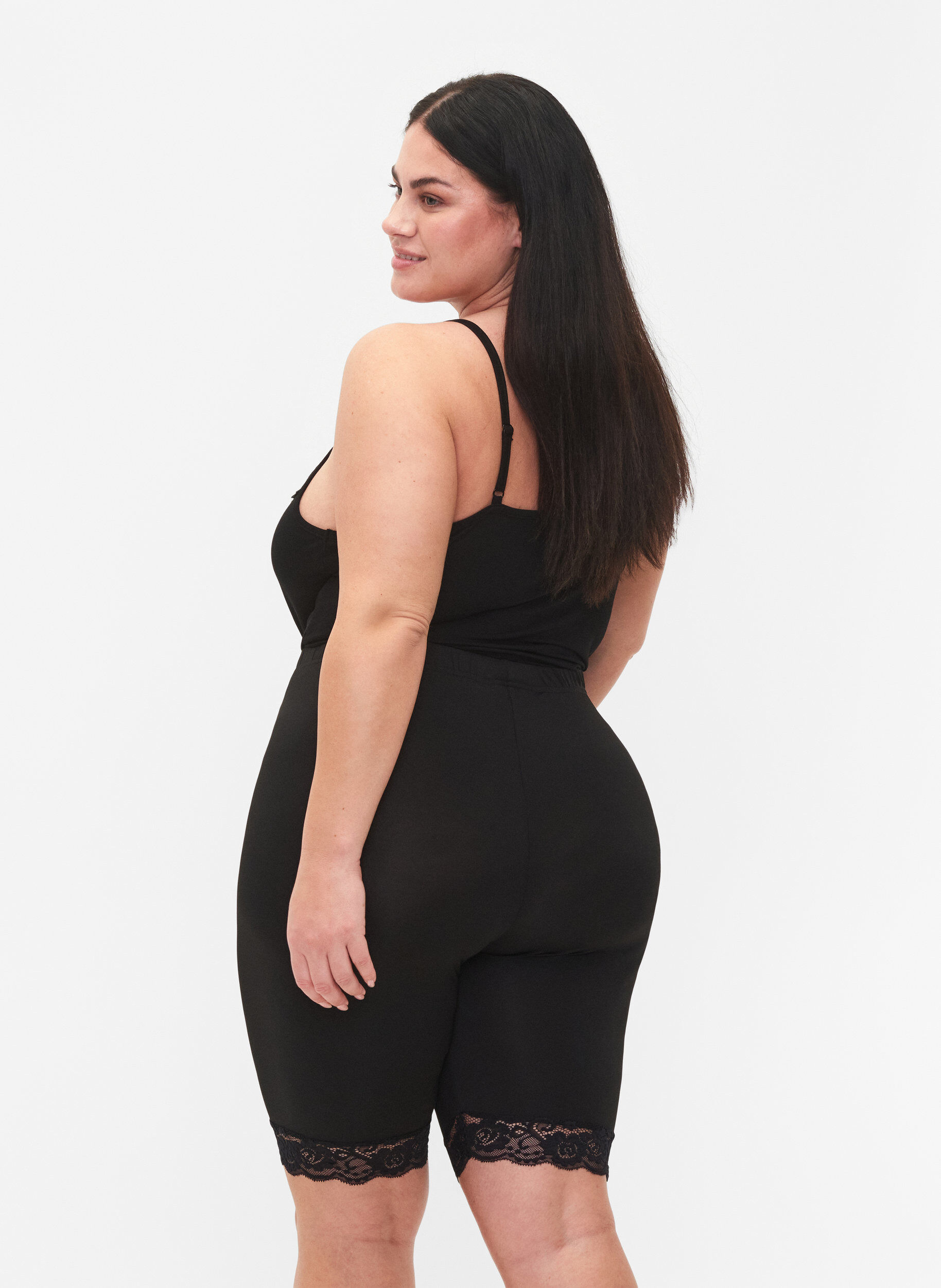 Zizzifashion 2-pack cycling shorts with lace trim, Black / Black, Model image number 1