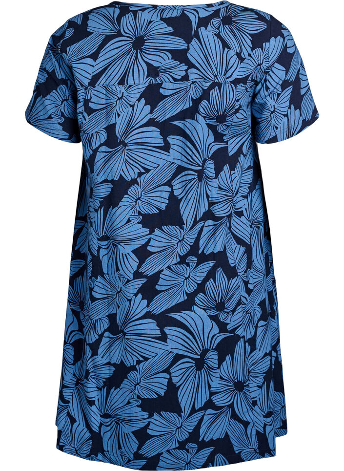 Short a-line dress with floral print, Blue, Packshot image number 1