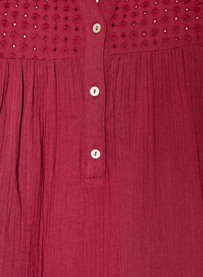 Cotton muslin tunic with broderie anglaise, Red, Packshot image number 2