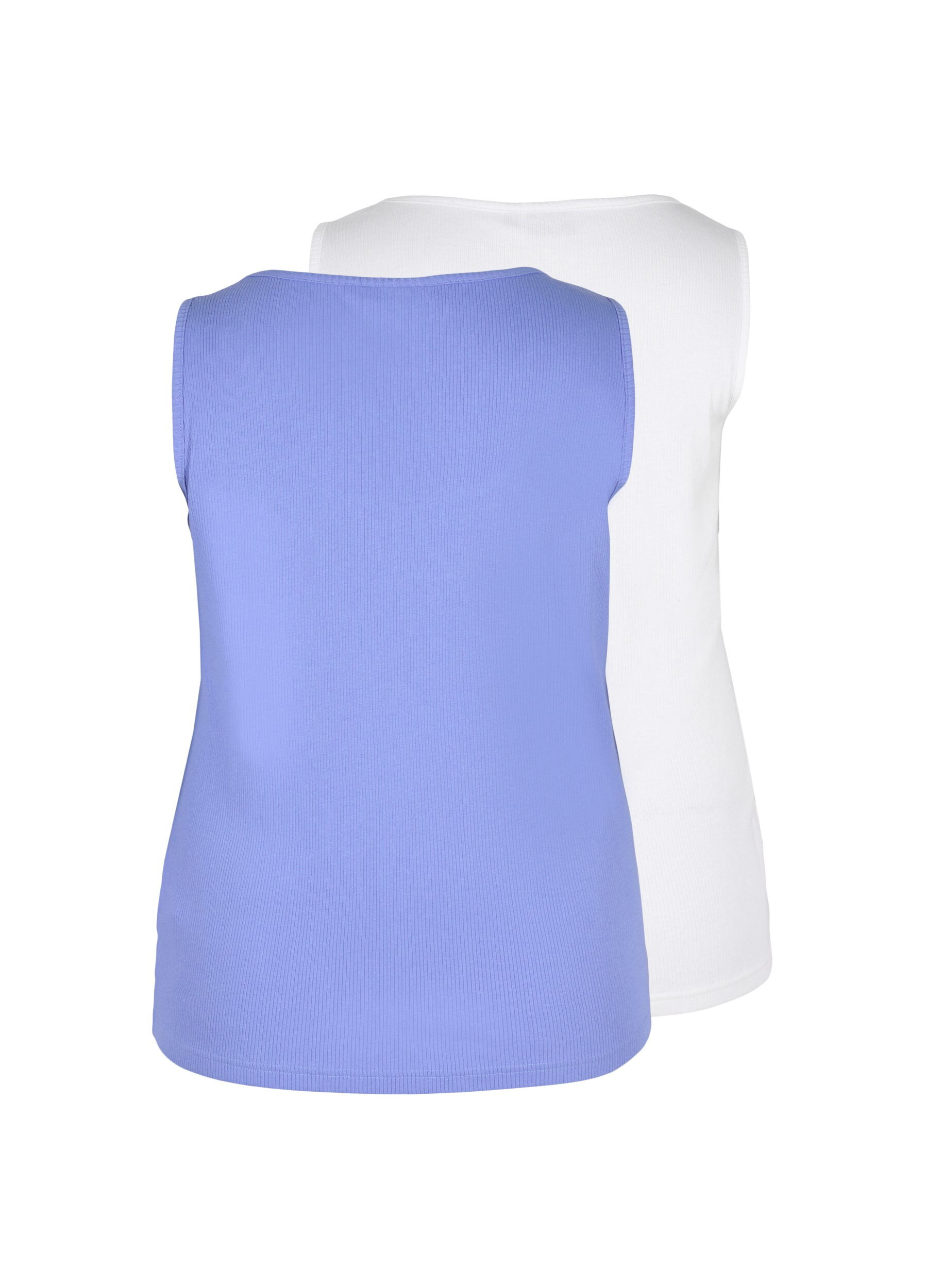 Zizzifashion 2-pack basic tank top with rib, Ultramarine/White, Packshot image number 1
