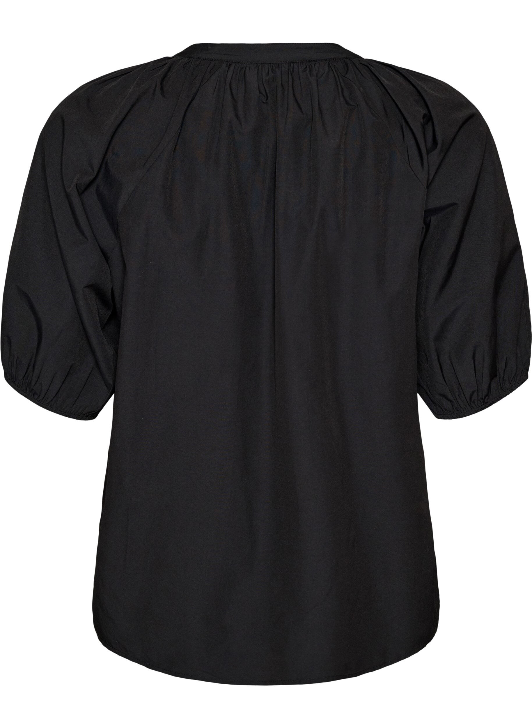 Zizzifashion Shirt blouse with button fastening and tie-belt, Black, Packshot image number 1