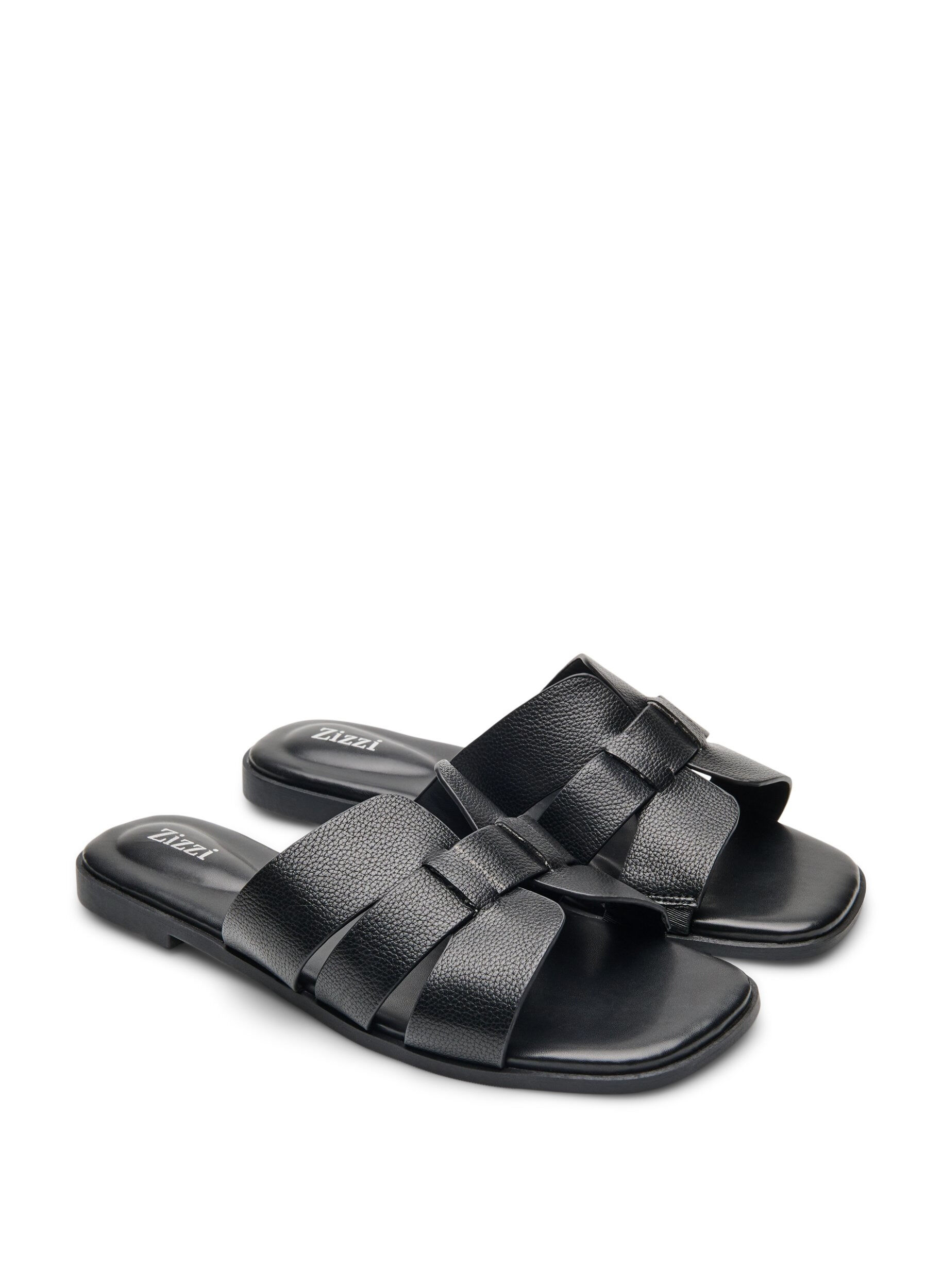Zizzifashion Sandal with wide straps and a square toe, Black, Packshot image number 1