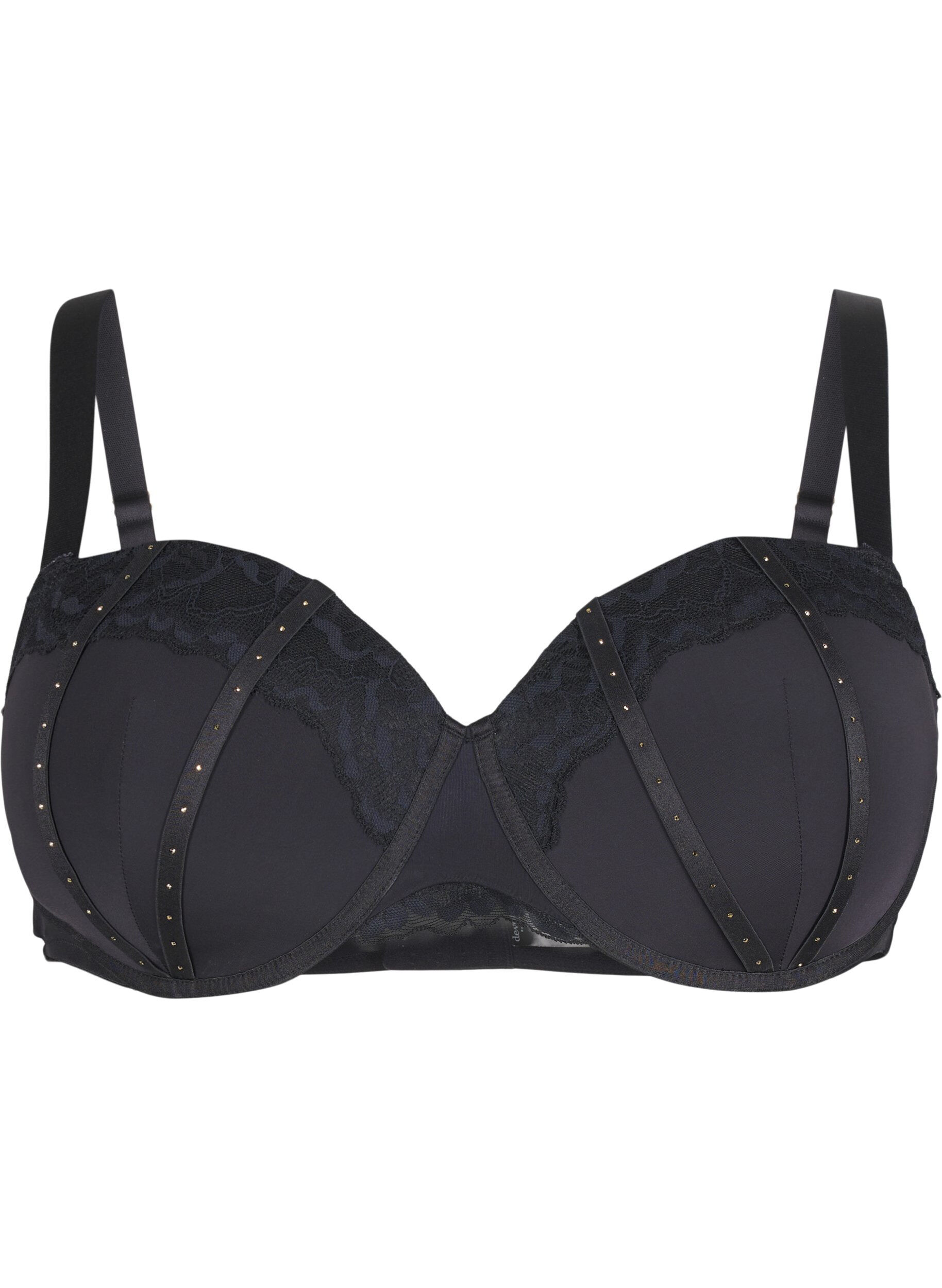 Zizzifashion Moulded bra with rhinestone details, Black, Packshot image number 0