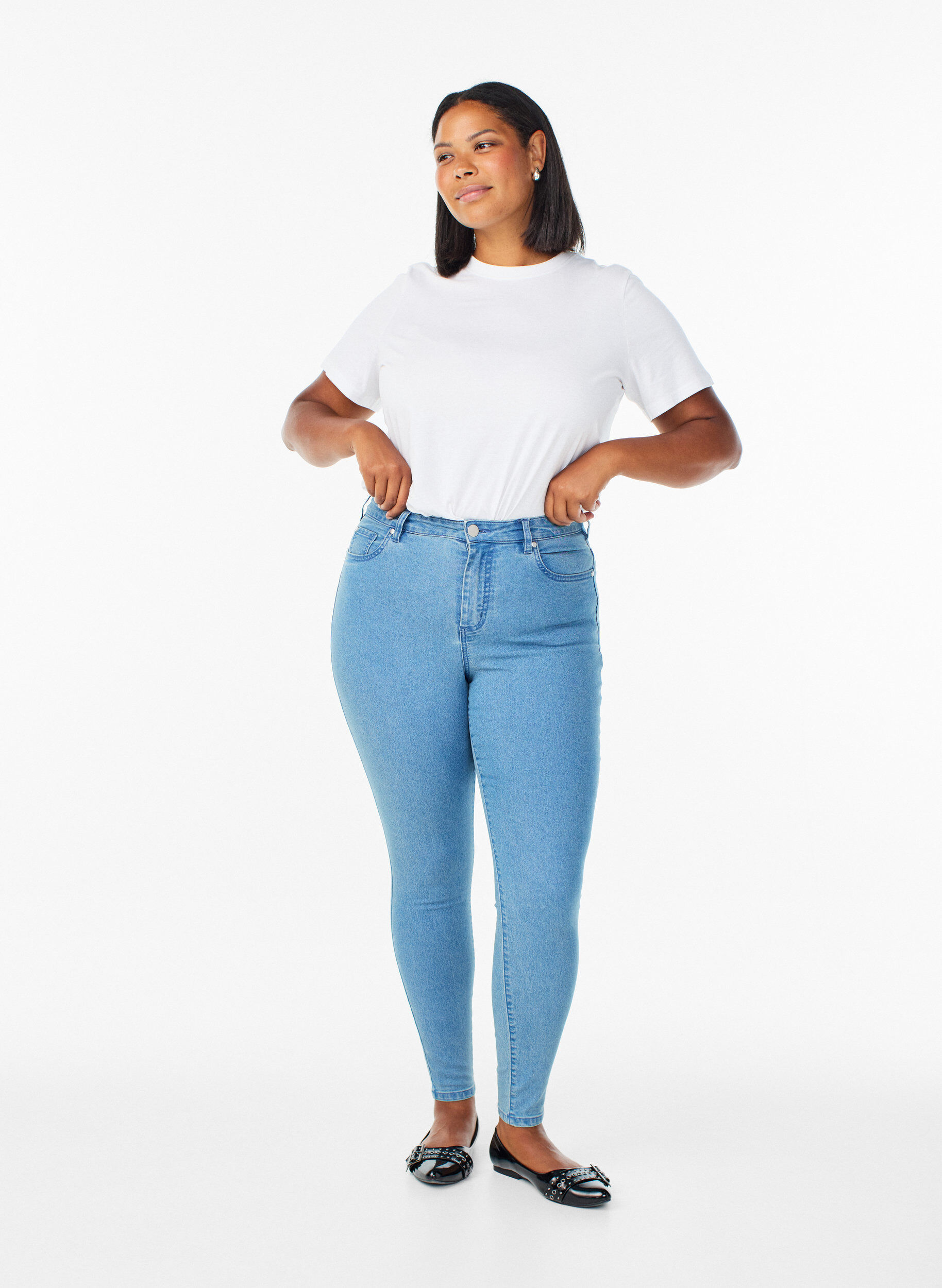 Amy high-waisted super slim fit jeans, Light Blue, Model