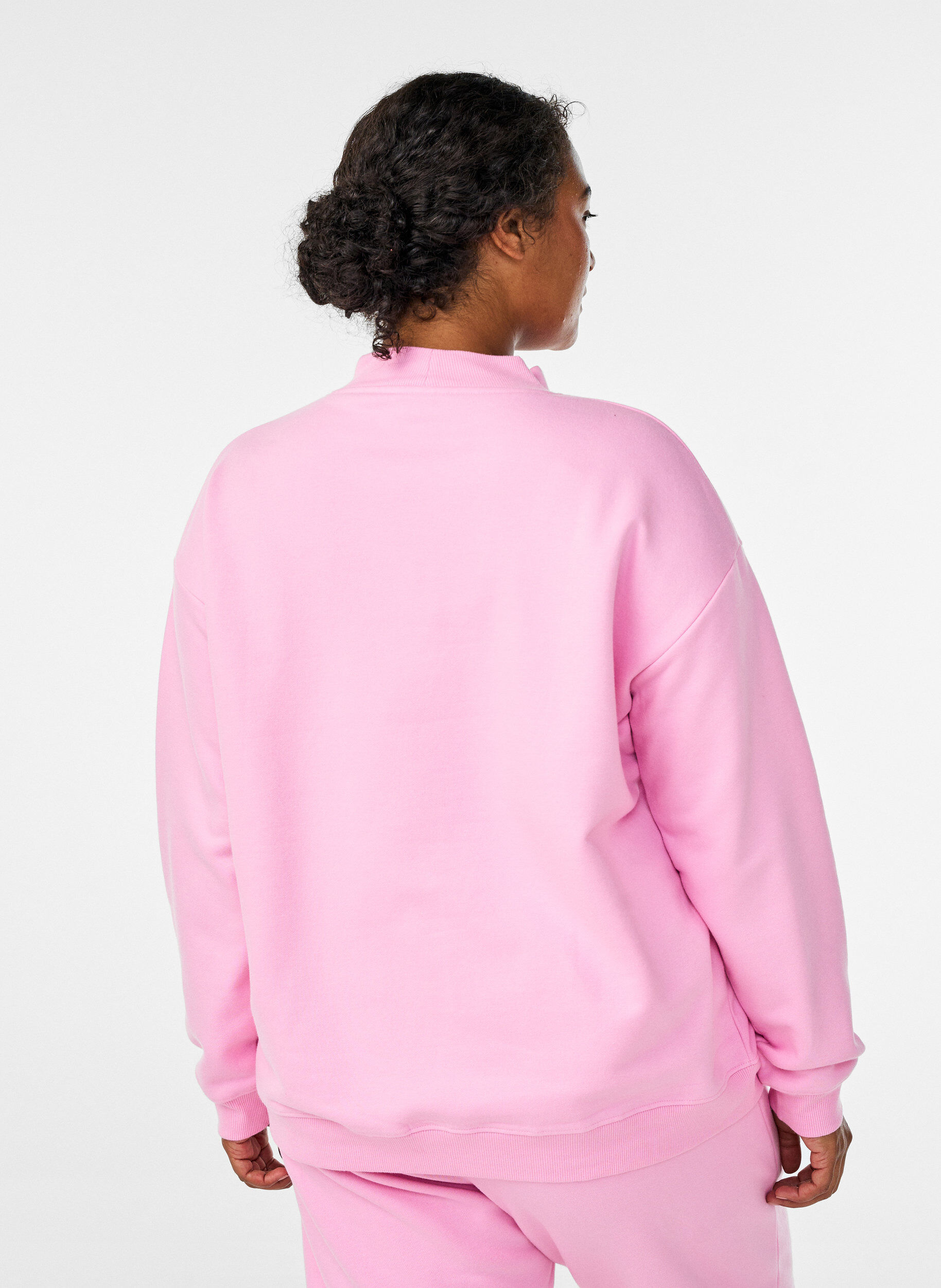 Zizzifashion Sweatshirt with high neck and long sleeves, Pink, Model image number 2