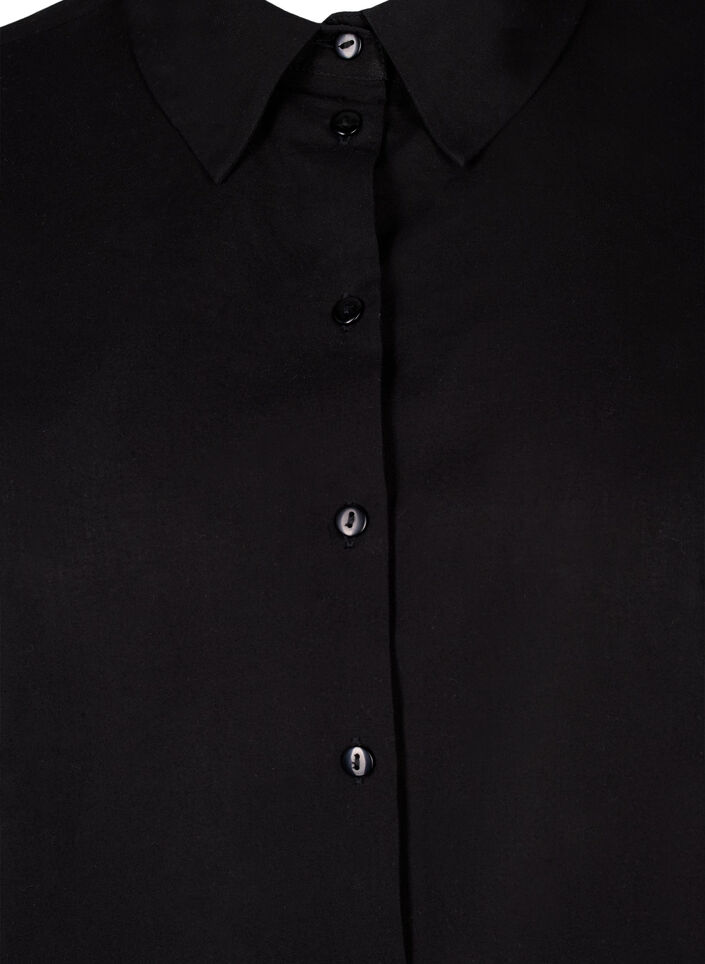 Loose cotton shirt with embroidery, Black, Packshot image number 2