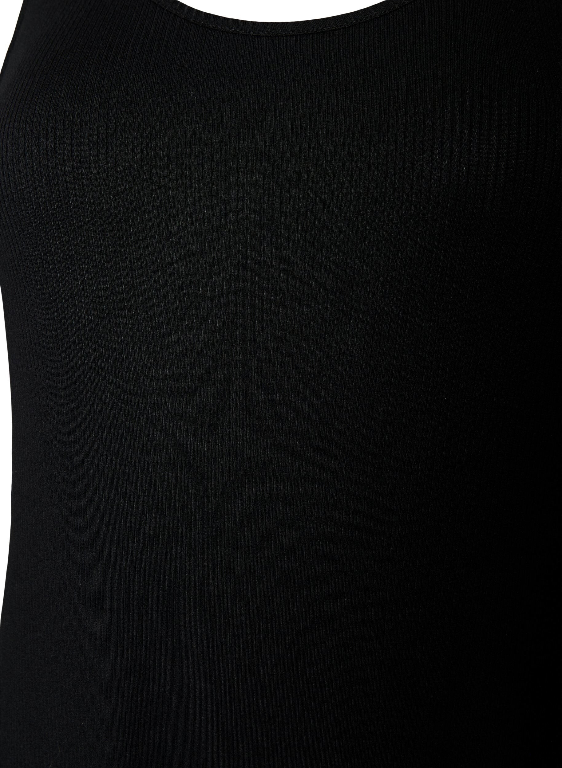 Zizzifashion Sleeveless ribbed dress in viscose, Black, Packshot image number 2