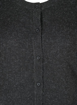 Short melange knitted cardigan with button fastening, Black, Packshot image number 2