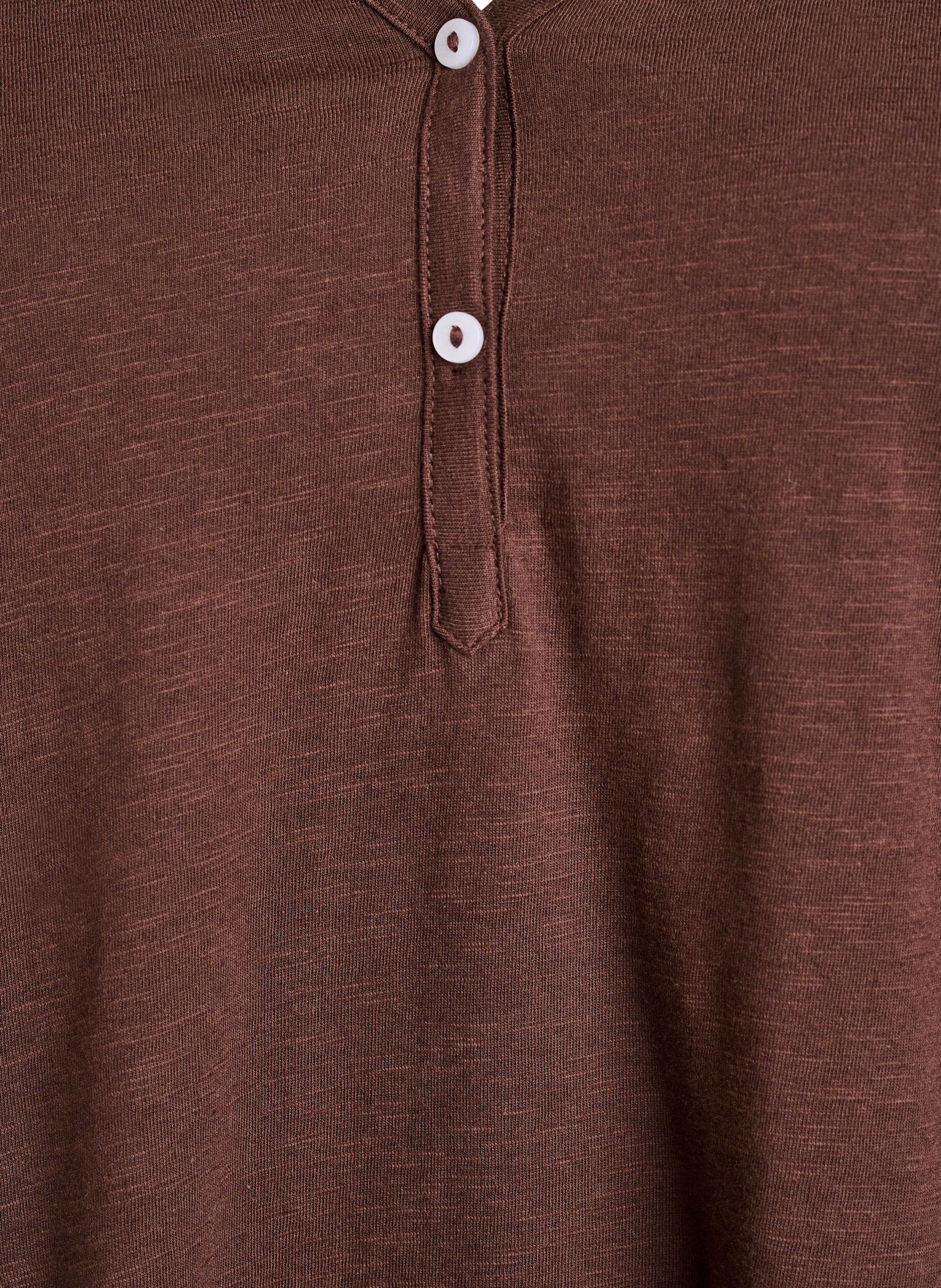 Zizzifashion FLASH - Long-sleeved t-shirt with V-neck and buttons, Brown, Packshot image number 2