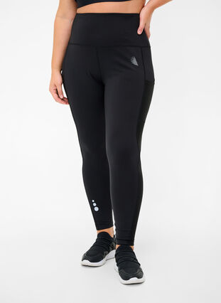 Cropped sport tights with high waist, Black, Model image number 2