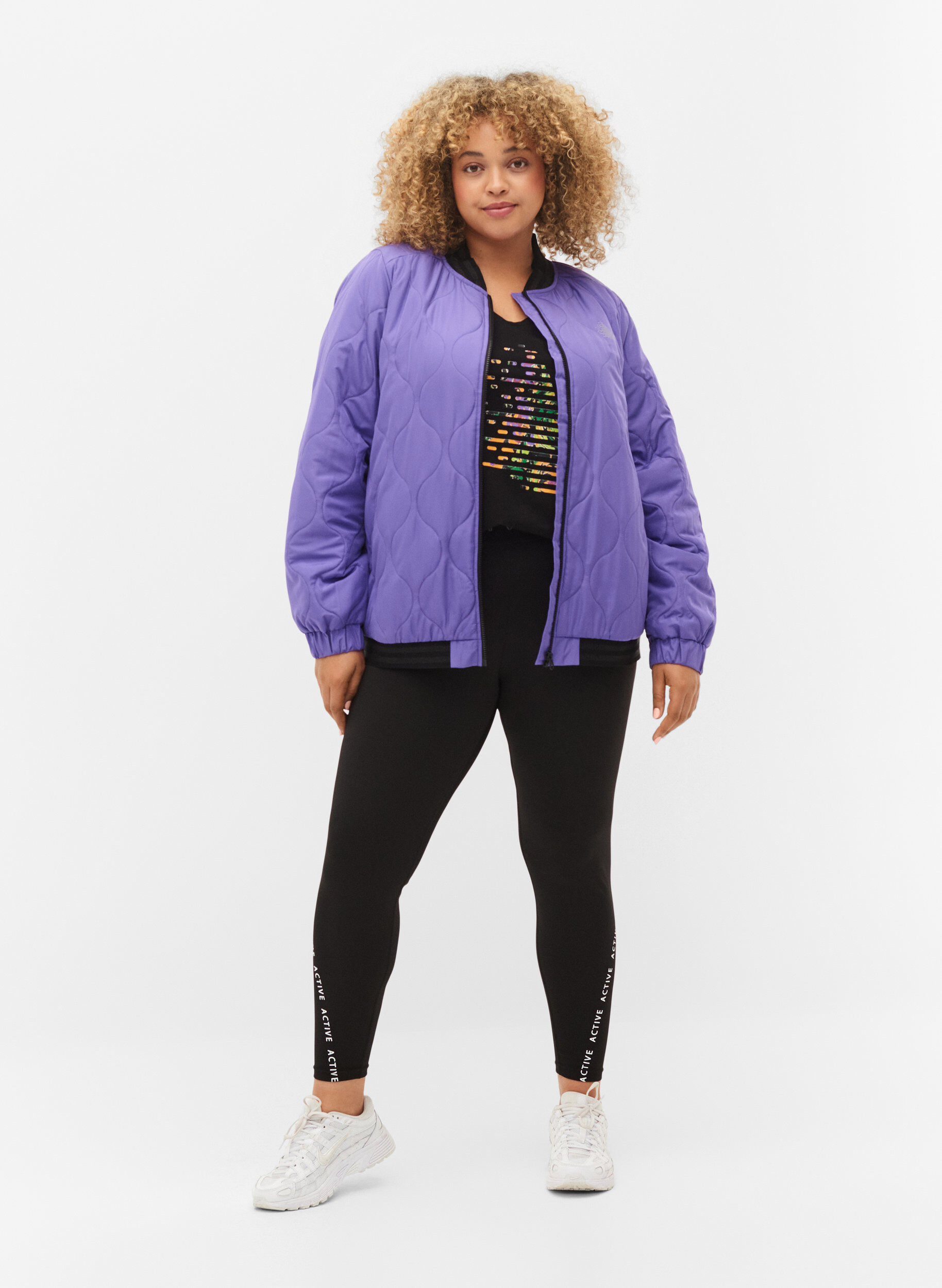 Zizzifashion Bomber jacket with pockets and glitter, Passion Flower, Model image number 2