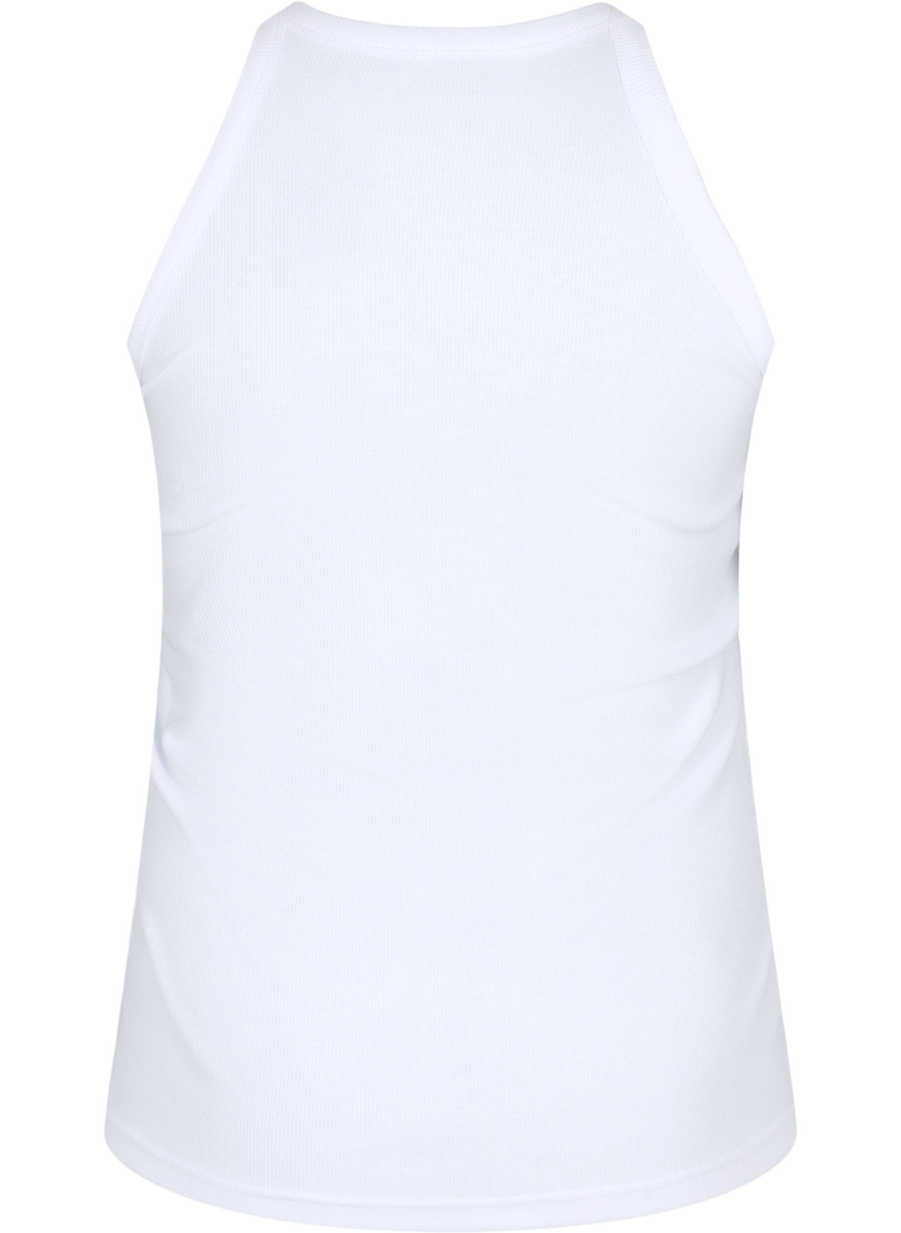 Zizzifashion Ribbed cotton tank top, Bright White, Packshot image number 1