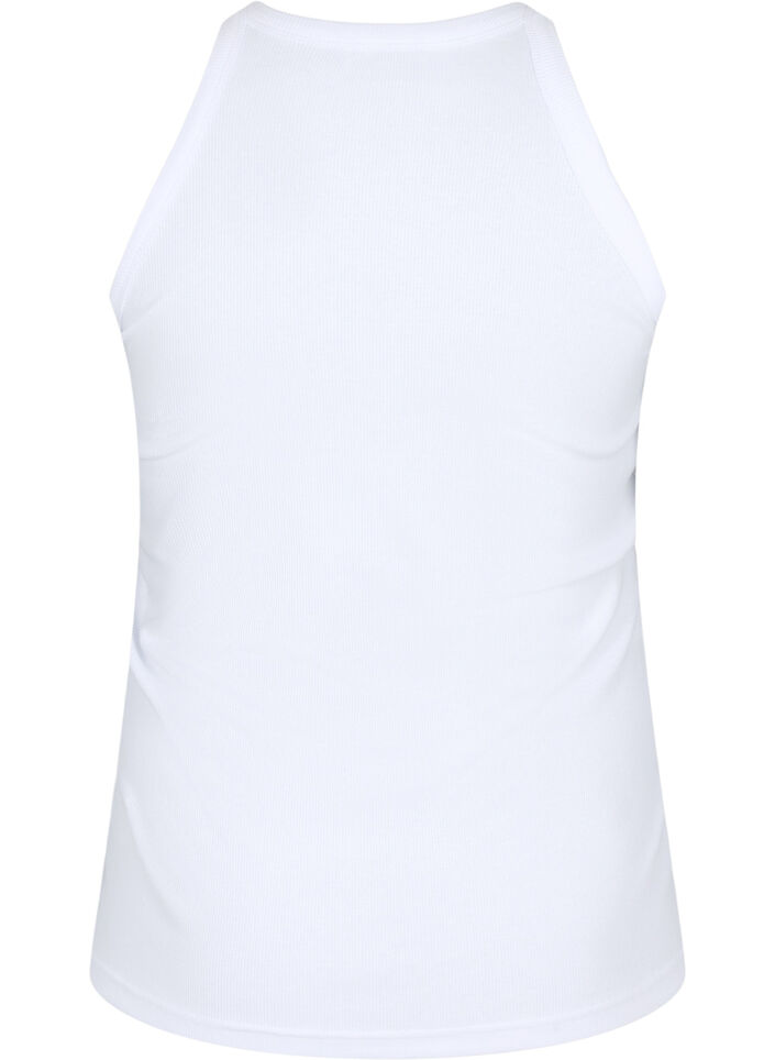 Ribbed cotton tank top, Bright White, Packshot image number 1