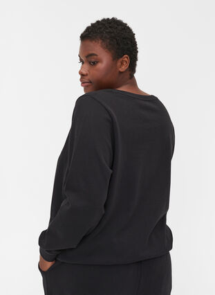 Mottled sweatshirt in a cotton blend, Black, Model image number 1