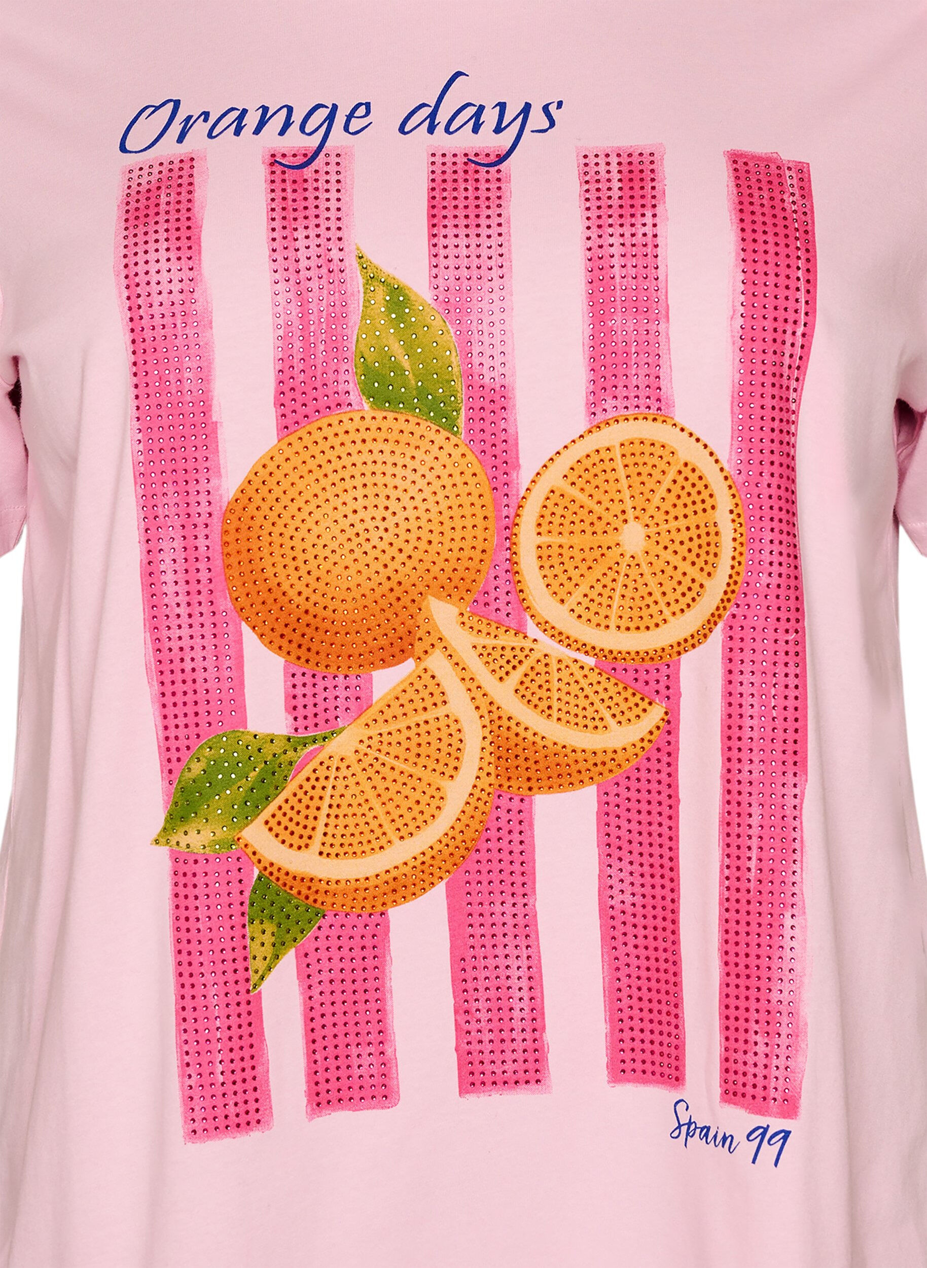 Zizzifashion Organic cotton T-shirt with front print, Pink, Packshot image number 2