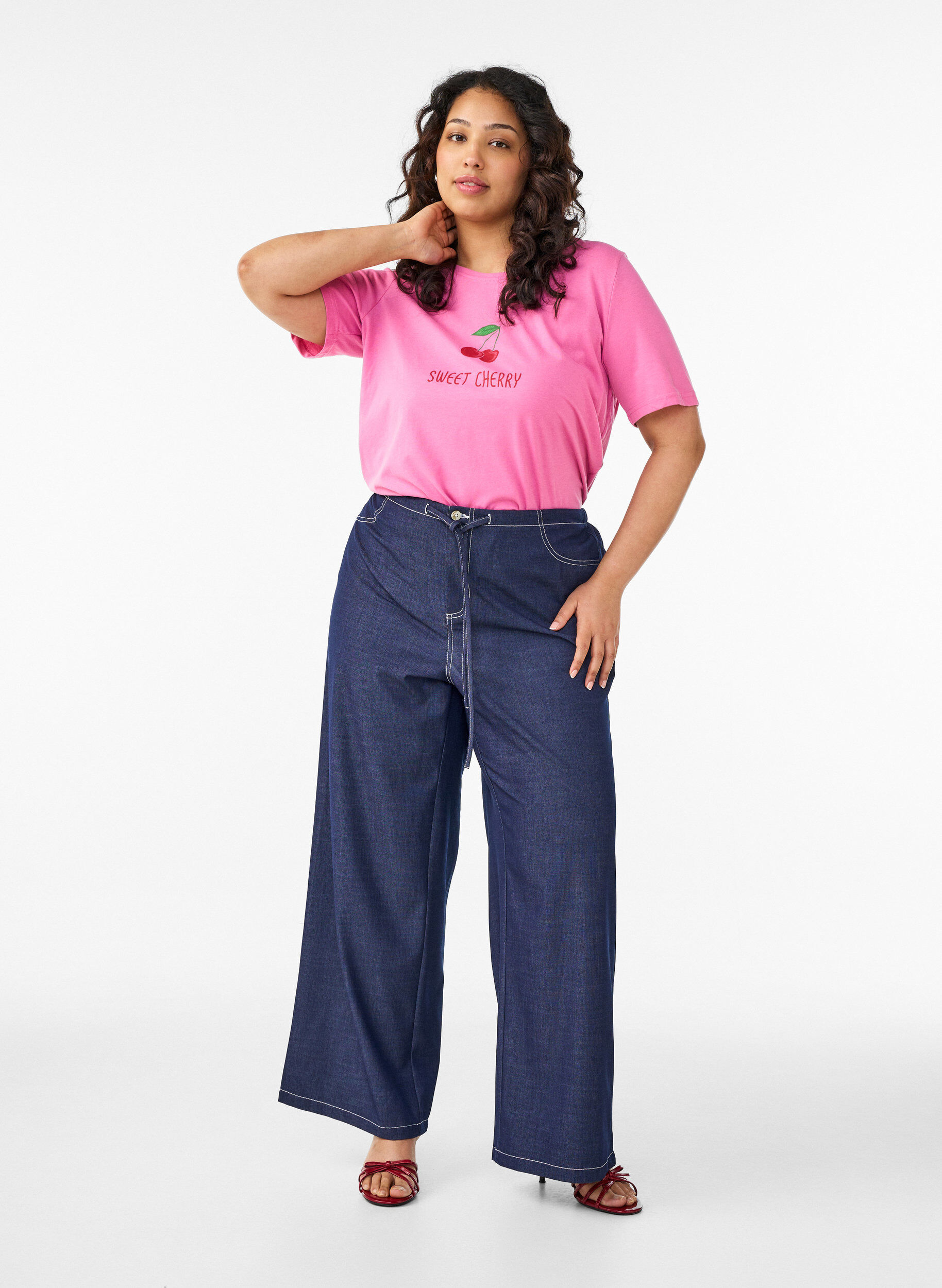 Zizzifashion T-shirt with motif, Pink, Model image number 1