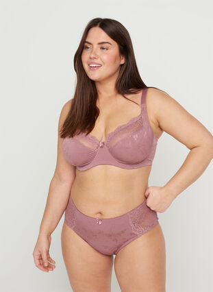Figa underwired bra with lace, Wistful Mauve, Model image number 2