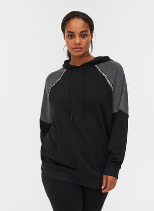 Sweatshirt with hood and pocket, Black, Model image number 0