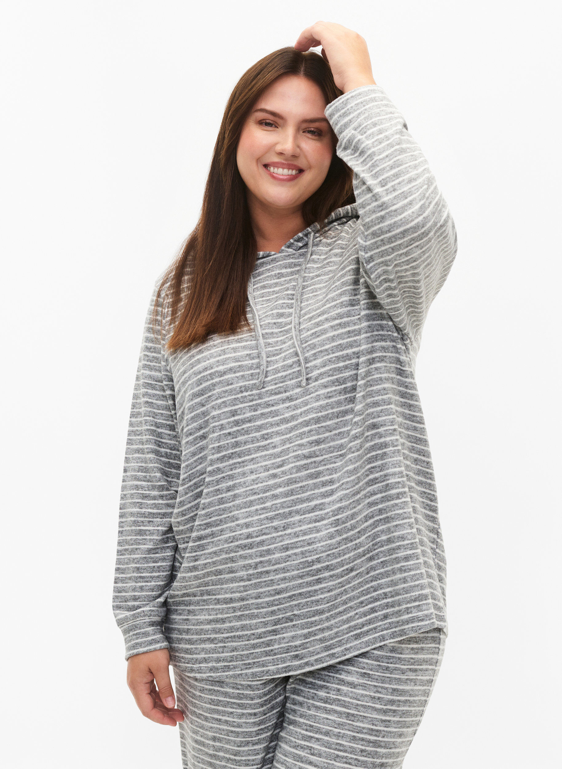 Zizzifashion Loose hoodie with stripes, DGM Stripe, Model image number 0