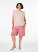 Sleeveless blouse with texture and ruffles, Rose, Model image number 1