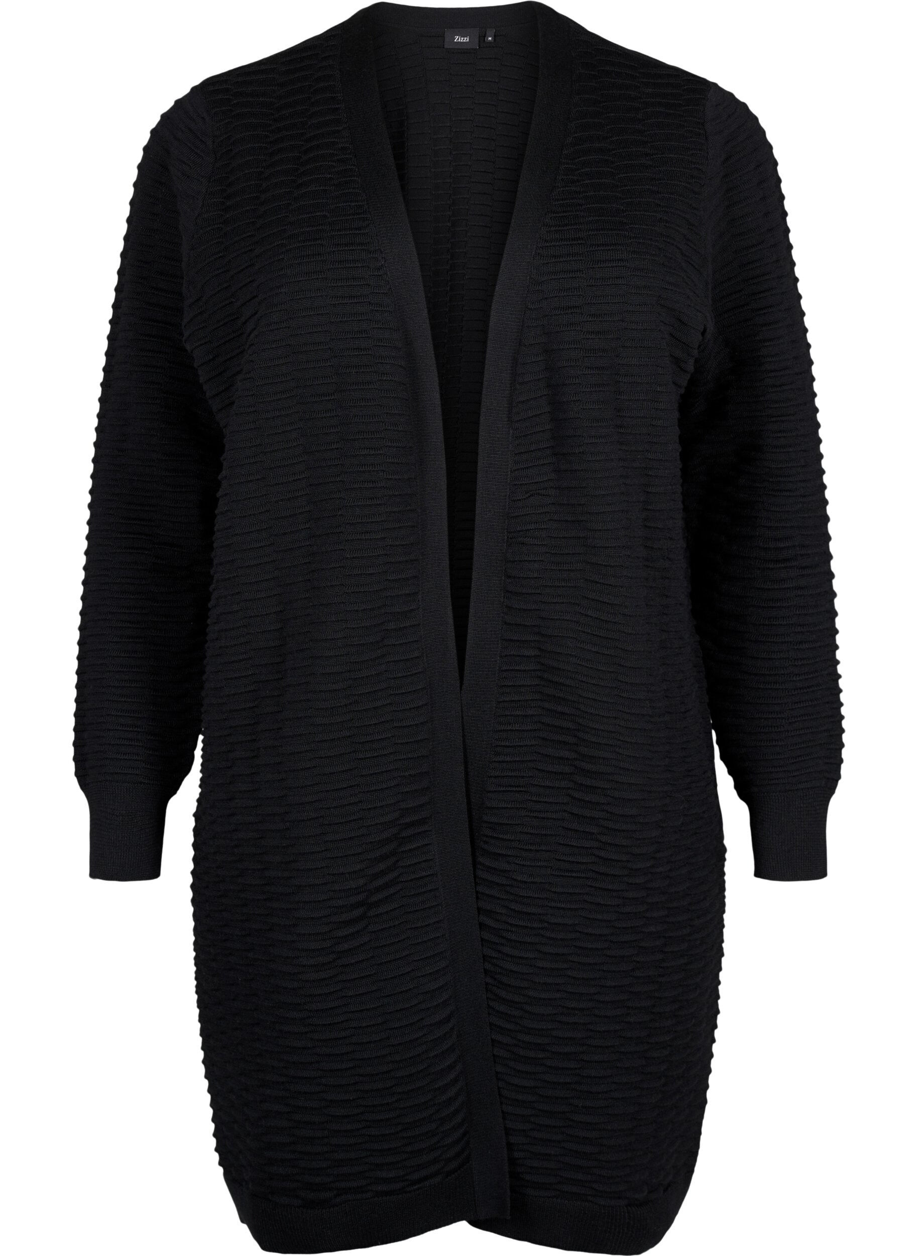 Zizzifashion Knitted cardigan in cotton-viscose mix, Black, Packshot image number 0