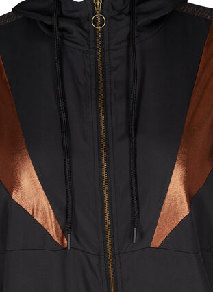 Sports jacket with print details and zip, Black, Packshot image number 2